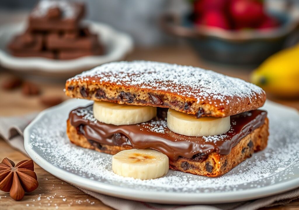 Chocoladebroodje met banaan, AI-gegenereerde illustratie