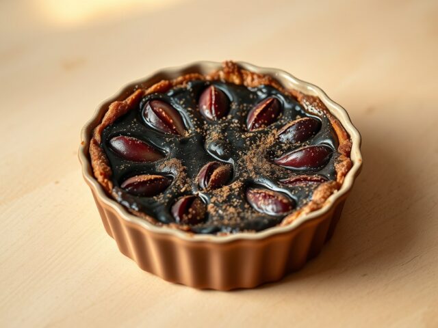 Chocoladeclafoutis met pruimen