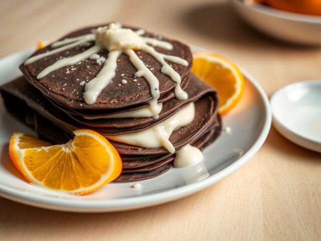 Chocoladeflensjes met sinaasappel en witte chocola