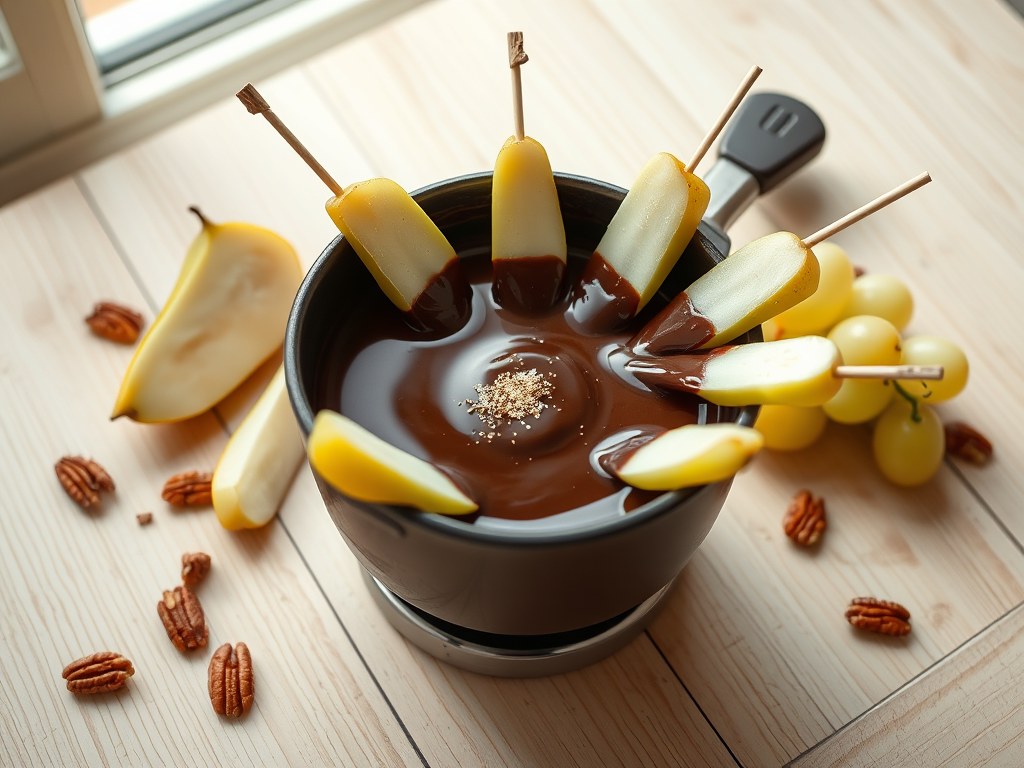 Chocoladefondue, AI-gegenereerde illustratie