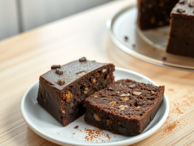 Chocoladekoek met dadels en groene thee