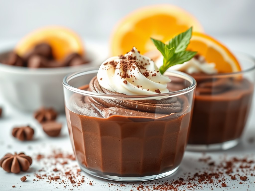 Chocolademousse, AI-gegenereerde illustratie