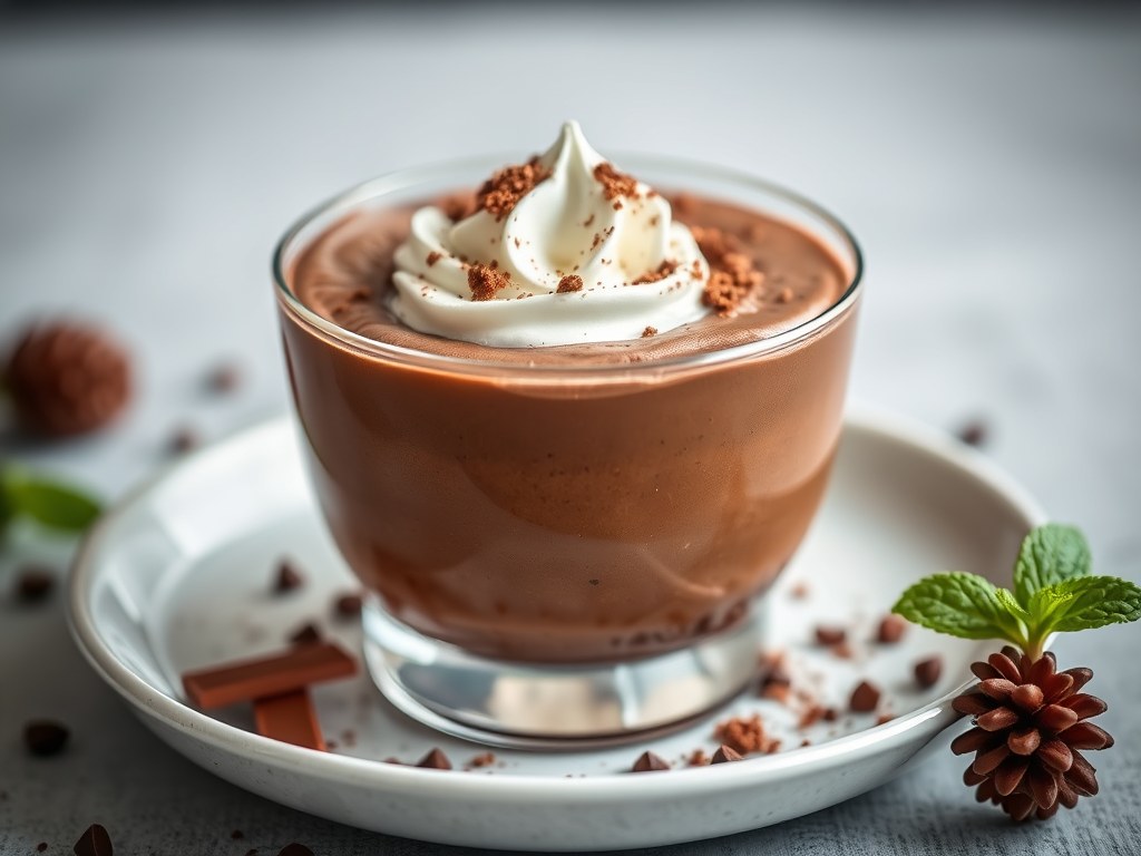 Chocolademousse, AI-gegenereerde illustratie