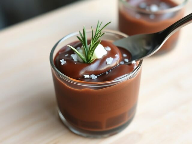 Chocolademousse met rozemarijn