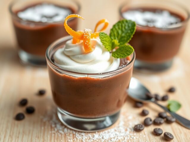 Chocolademousse met sinaasappelschilletjes