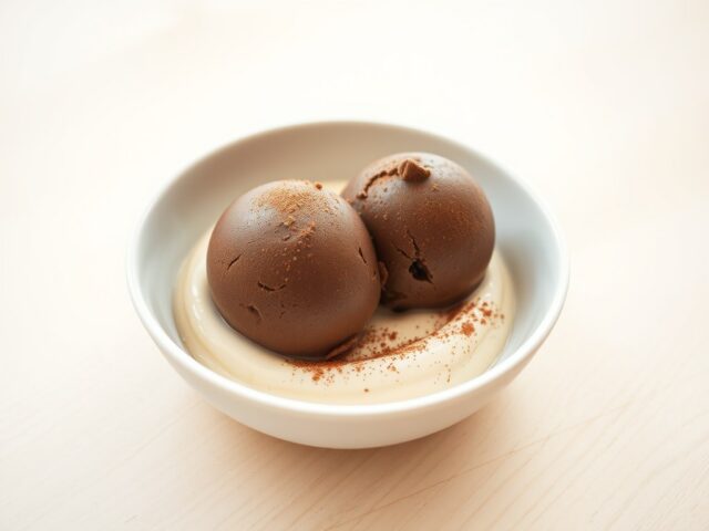 chocolademousseijs met roomsaus