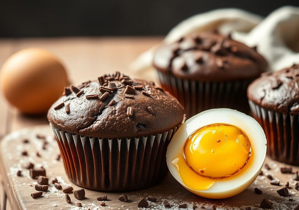 Chocolademuffins zonder boter, AI-gegenereerde illustratie