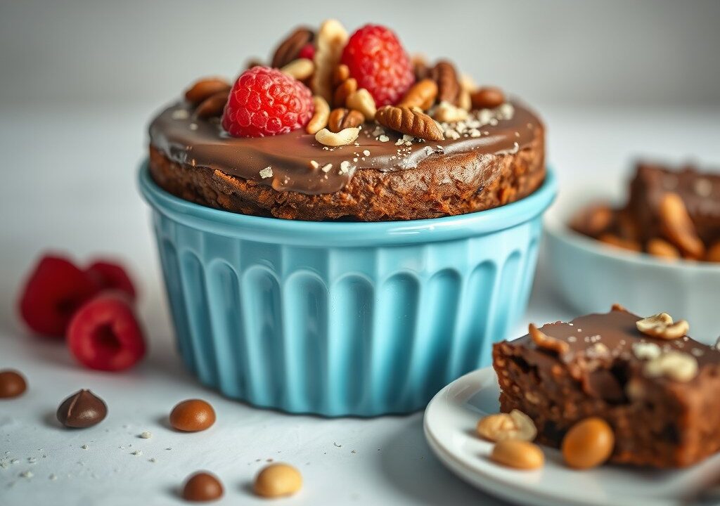 Chocoladeplaatkoek met noten en rozijnen — AI-gegenereerde illustratie