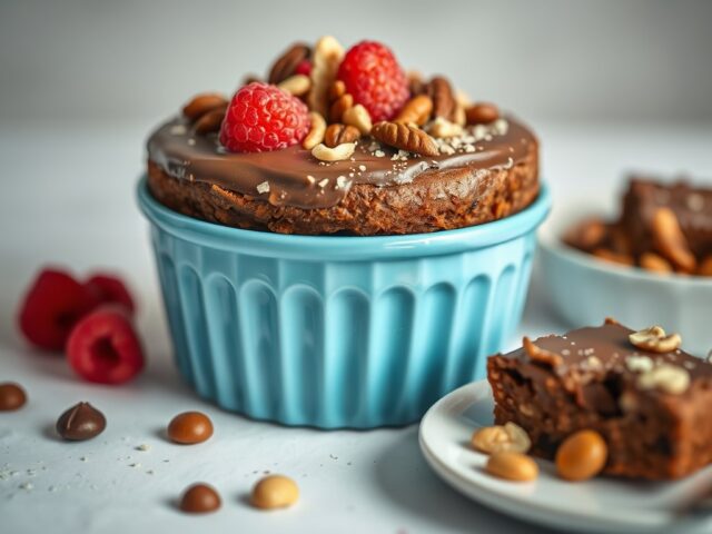 Chocoladeplaatkoek met noten en rozijnen — AI-gegenereerde illustratie