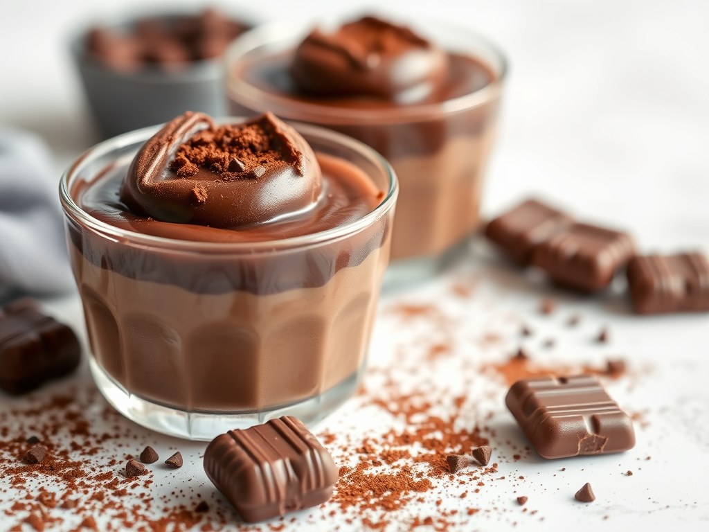 Chocoladepudding met Amaretti, AI-gegenereerde illustratie