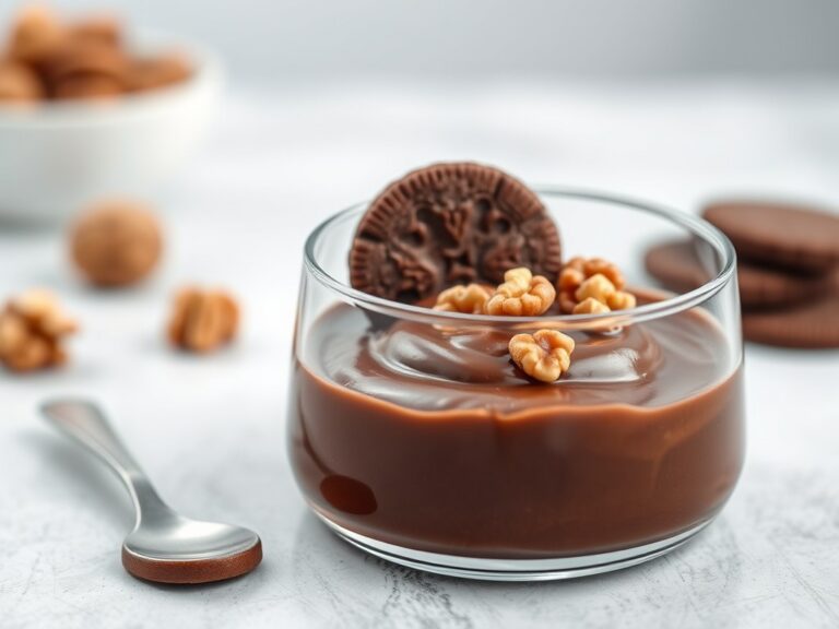 Chocoladepudding met bitterkoekjes