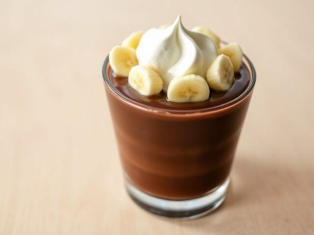Chocoladepudding met een witte muts