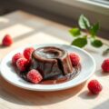 Chocoladepuddinkje met frambozen