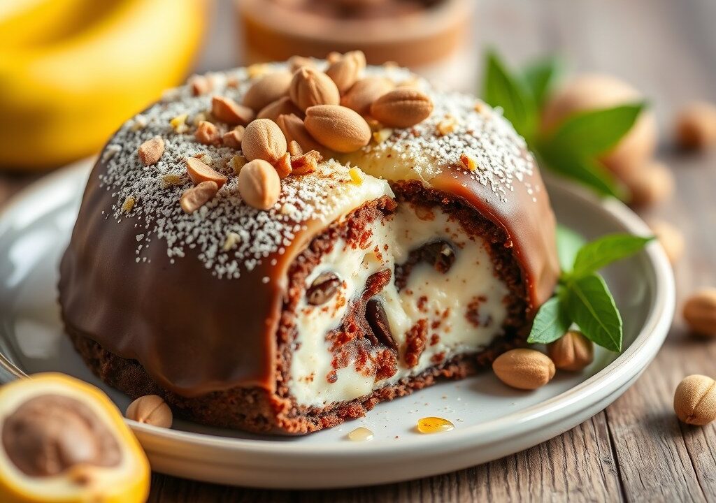 Chocoladerol met pistaches, AI-gegenereerde illustratie