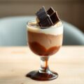 Chocoladesabayon met vanille-ijs en krokante choco