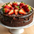 Chocoladetaart met aardbeien