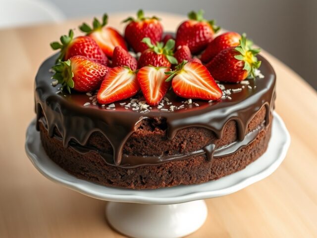 Chocoladetaart met aardbeien