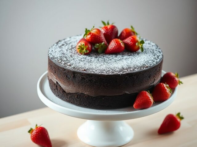 Chocoladetaart met aardbeien