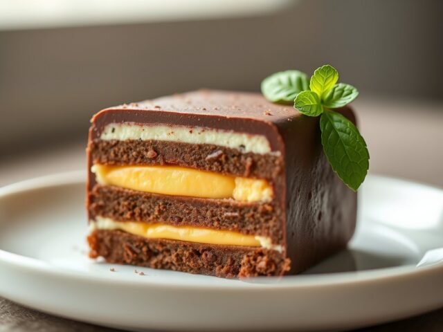 chocoladeterrine in drie lagen met een witte choco