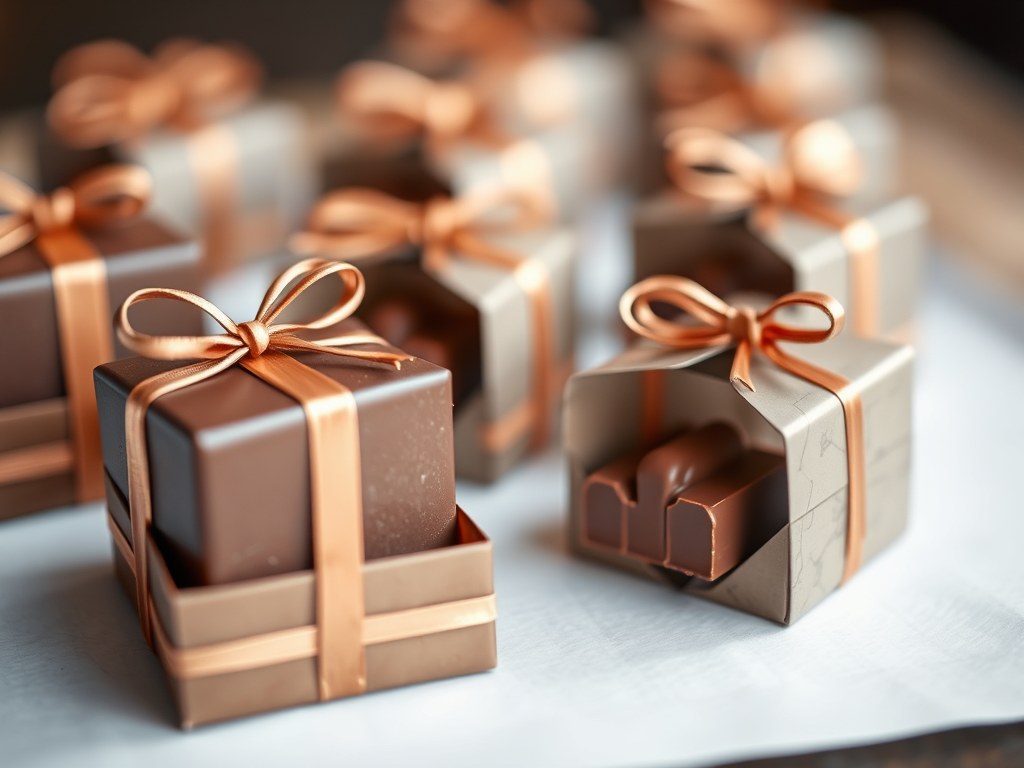 Chocoladeversiersels: doosjes, AI-gegenereerde illustratie