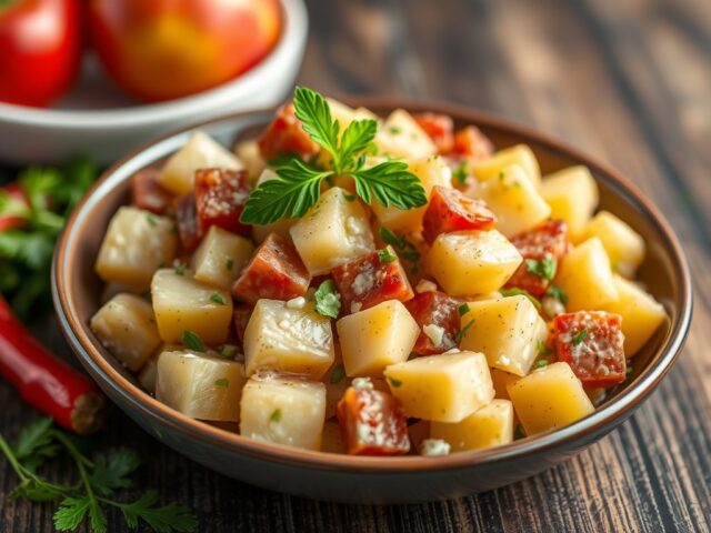 Chorizo-aardappelsalade — AI-gegenereerde illustratie
