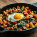 Chorizo met roerbakaardappeltjes en spinazie