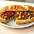 Ciabatta met gehakt en groenten