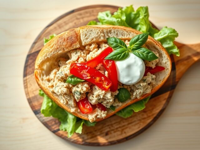 Ciabatta met tonijn, ei en paprika