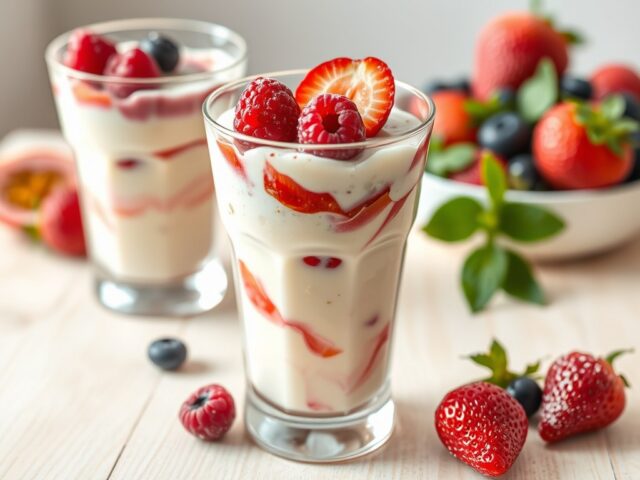 Citroen-passievruchten-syllabub met rode vruchten
