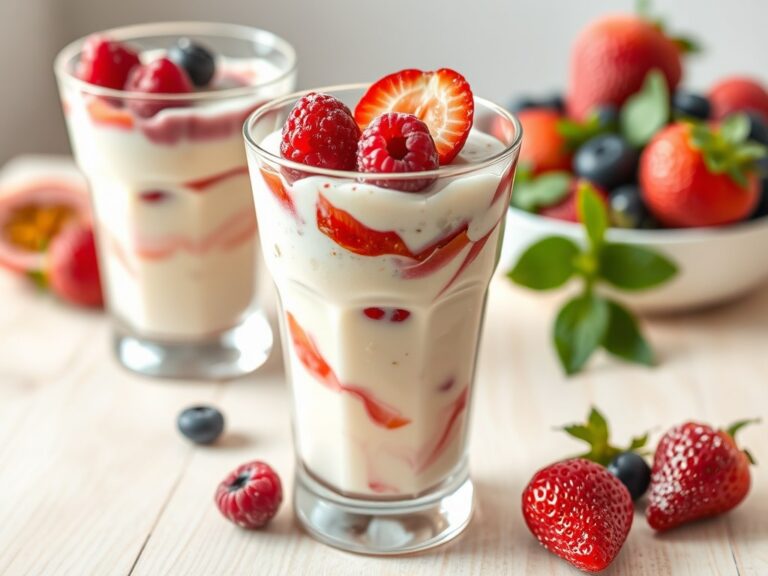 Citroen-passievruchten-syllabub met rode vruchten