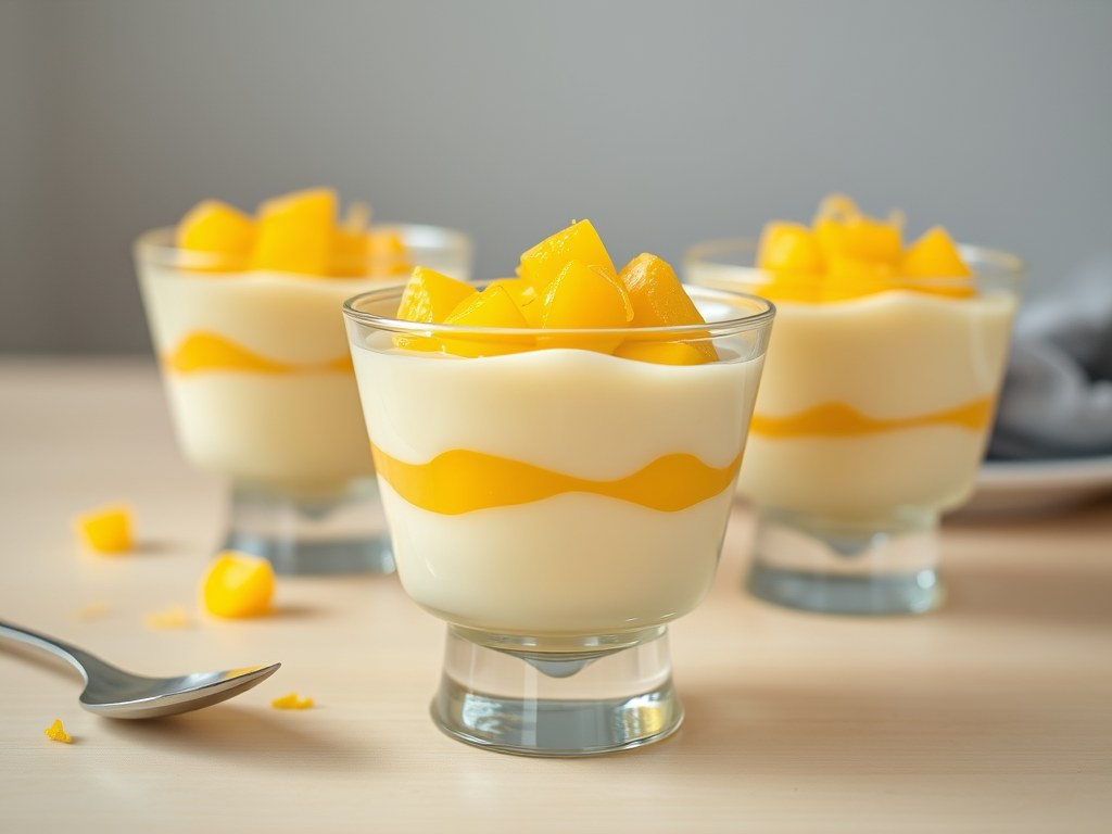 Citroencrème met mango, AI-gegenereerde illustratie