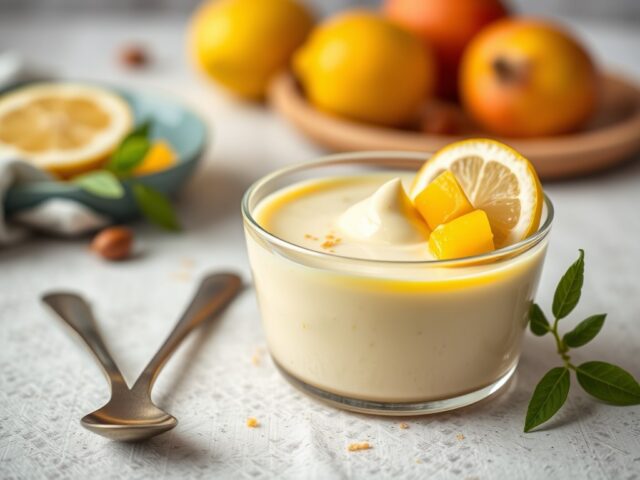 Citroencrème met mango — AI-gegenereerde illustratie
