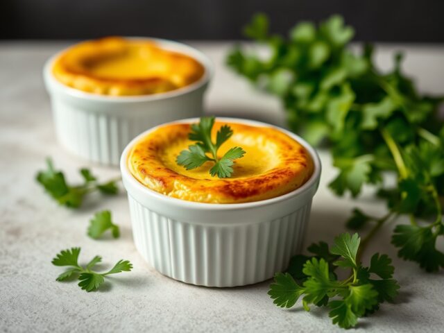 Citroensoufflé met koriander — AI-gegenereerde illustratie