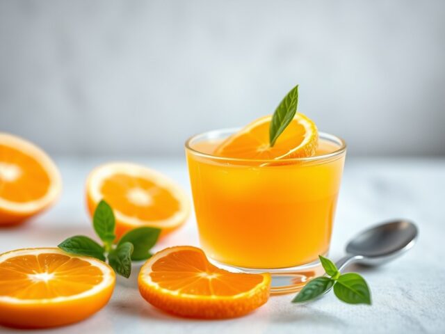 Citrus-Meloen Gelatine Pudding — AI-gegenereerde illustratie