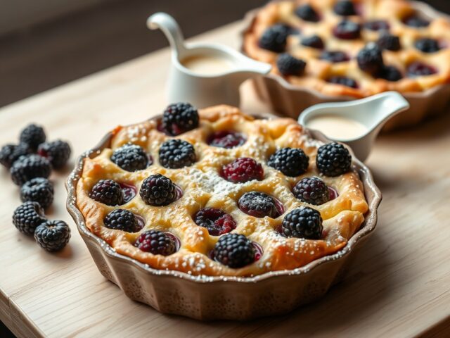 Clafoutis met bramen en vanillesaus