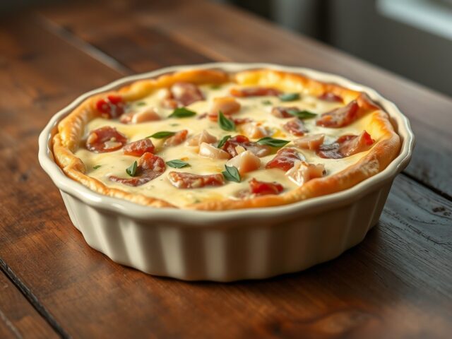 Clafoutis met ham en uien