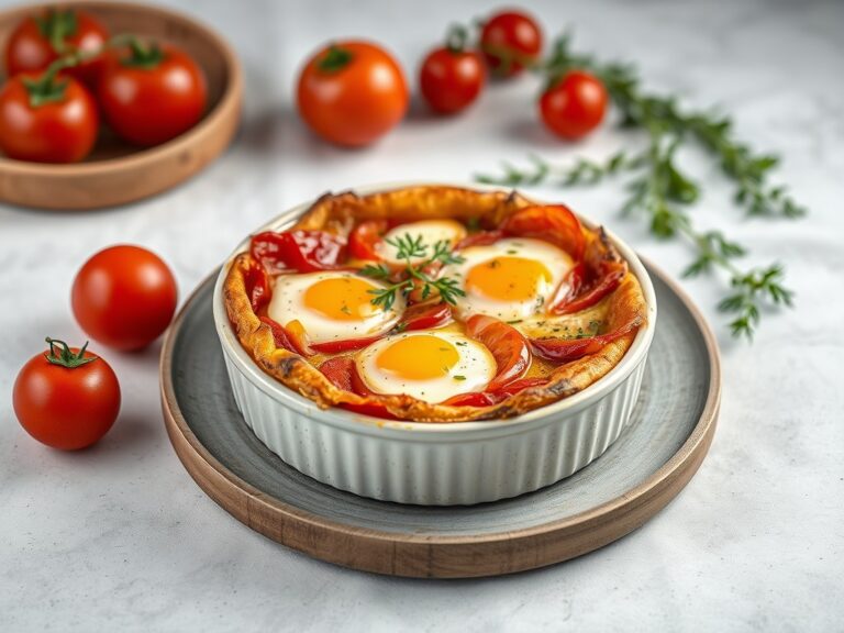 Clafoutis van tomaten met hesp