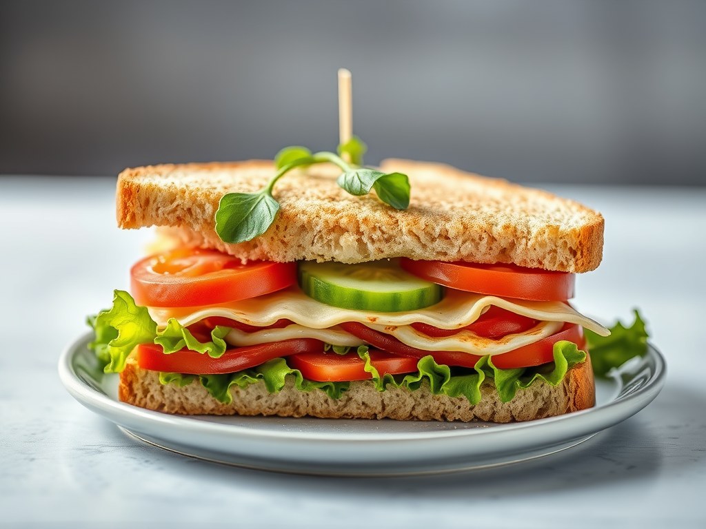 Clubsandwich met oesterzwammen, AI-gegenereerde illustratie