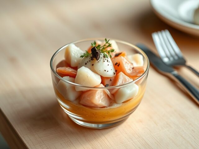 Cocktail van kreeft en Anjou duif met schuim van g