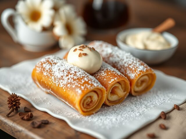 Cognac-rolletjes met koffielikeur-crème