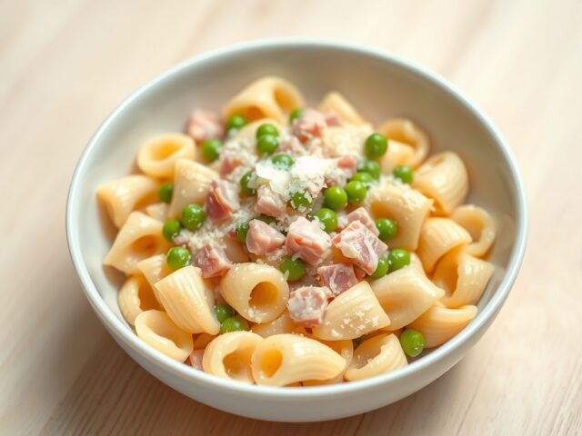 Conchiglie met ham en erwtjes
