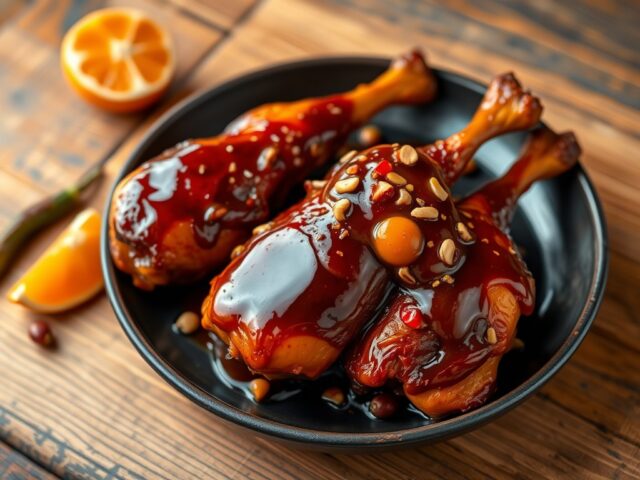 Confit van kip met mandarijnensaus