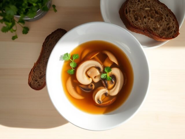Consommé met paddenstoelen