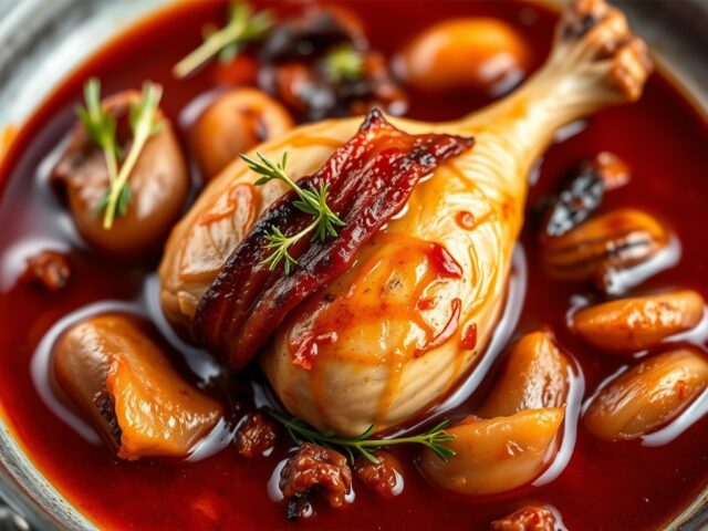 Coq au Vin (Kip in rode wijnsaus, éénpansgerecht)
