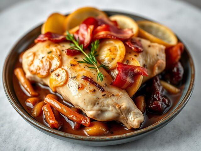 Coq au vin (snelle manier)