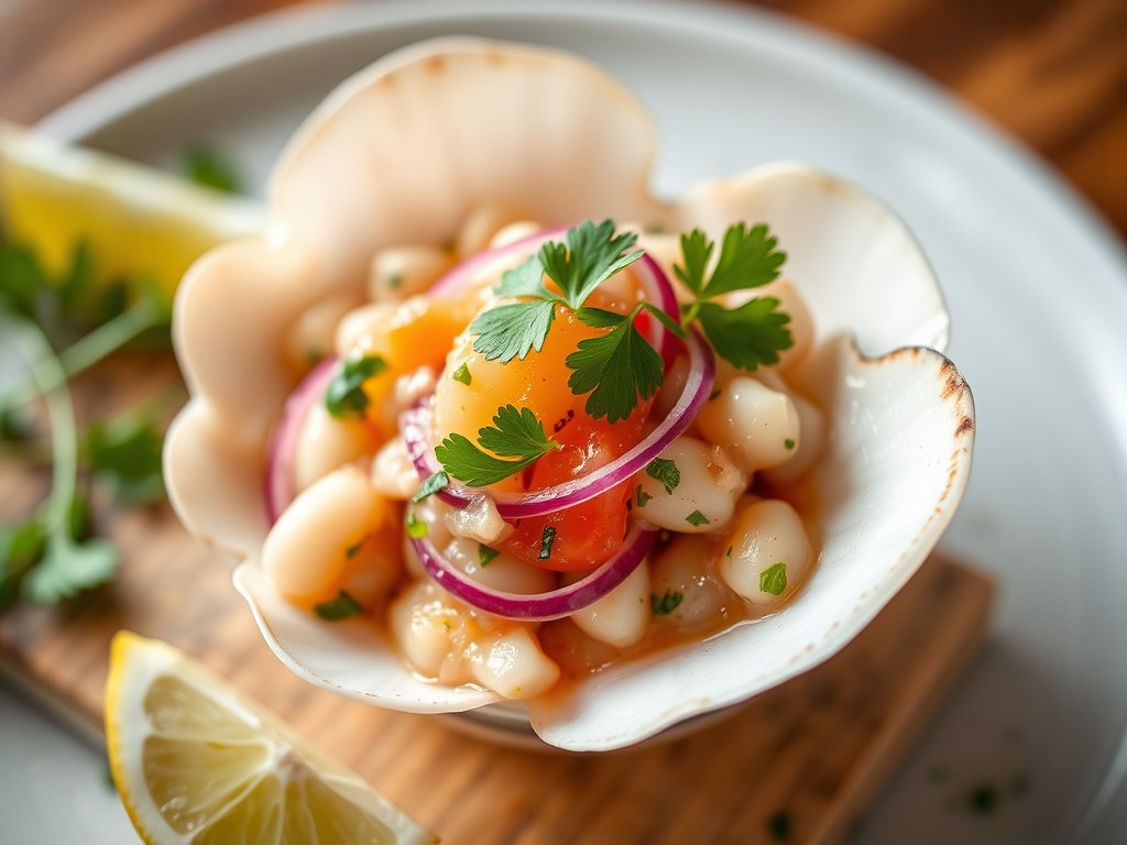 Coquilles – Ceviche – Cocktail, AI-gegenereerde illustratie