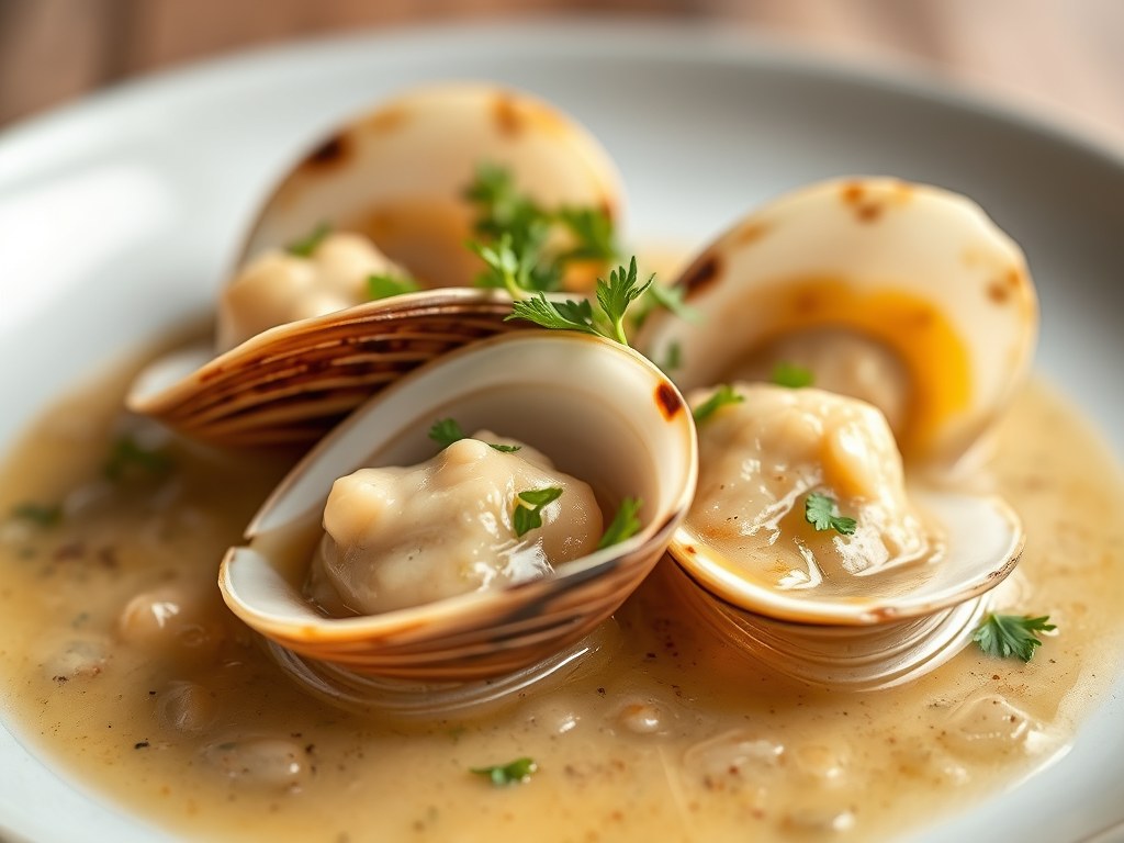 Coquilles in truffel dressing, AI-gegenereerde illustratie