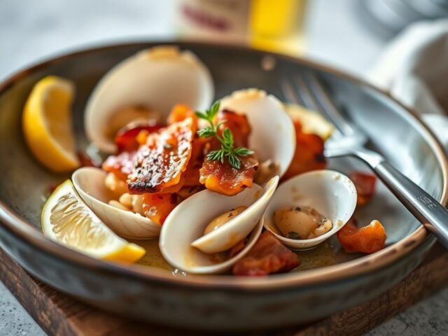 Coquilles met Bacon en Cider