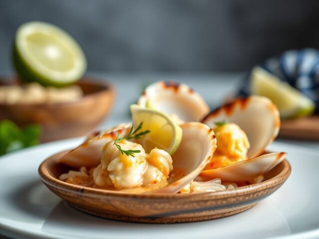 Coquilles met citroengras en limoen — AI-gegenereerde illustratie