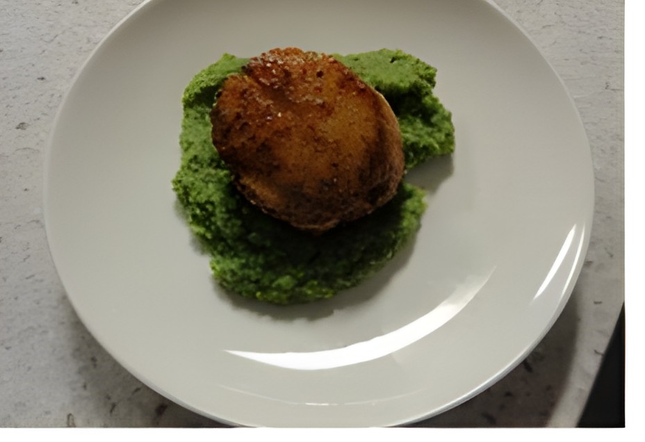 Coquilles met doperwt en munt puree en 2 variaties.